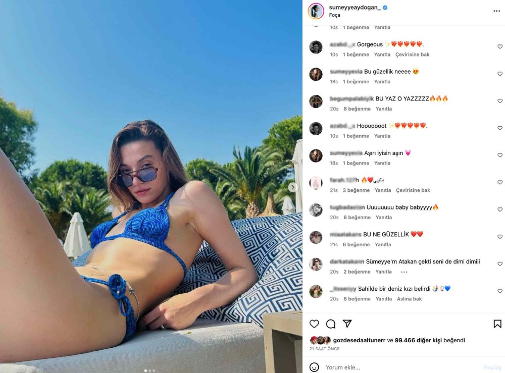 sumeyye aydogan in mavi bikinili pozlari sosyal medyada gundem oldu
